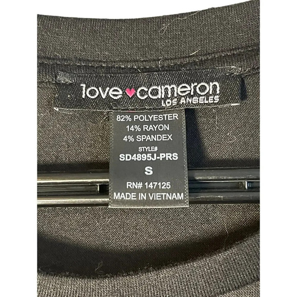 Love Cameron Black Quarter Sleeve Short Shirt Dress Women's Size Small - Picture 3 of 3